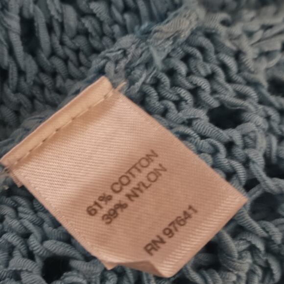 J Jill Blue Open Knit Cotton Blend Sweater Size Small - Picture 4 of 4